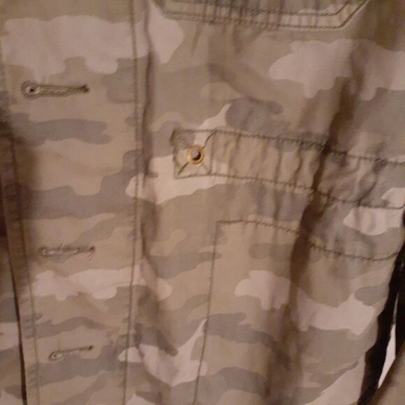 AEO jacket American Eagle Outfitters khaki green tan camo military m canvas top - Picture 4 of 7